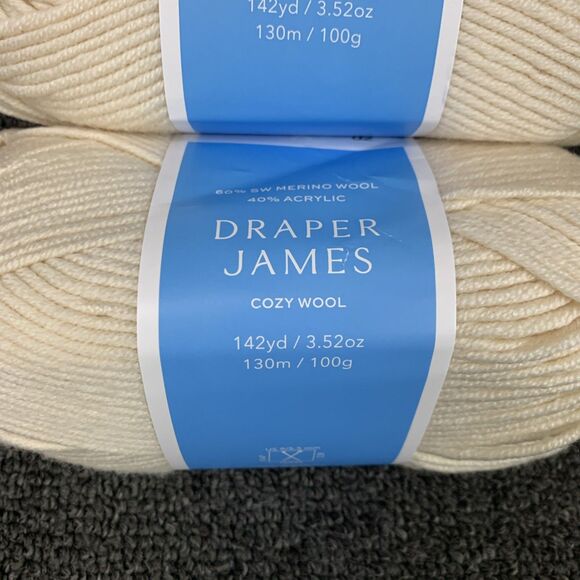 Lot Of 2 Draper James Cozy Wool, Cream, Merino Wool And Acrylic Yarn New - Picture 2 of 5